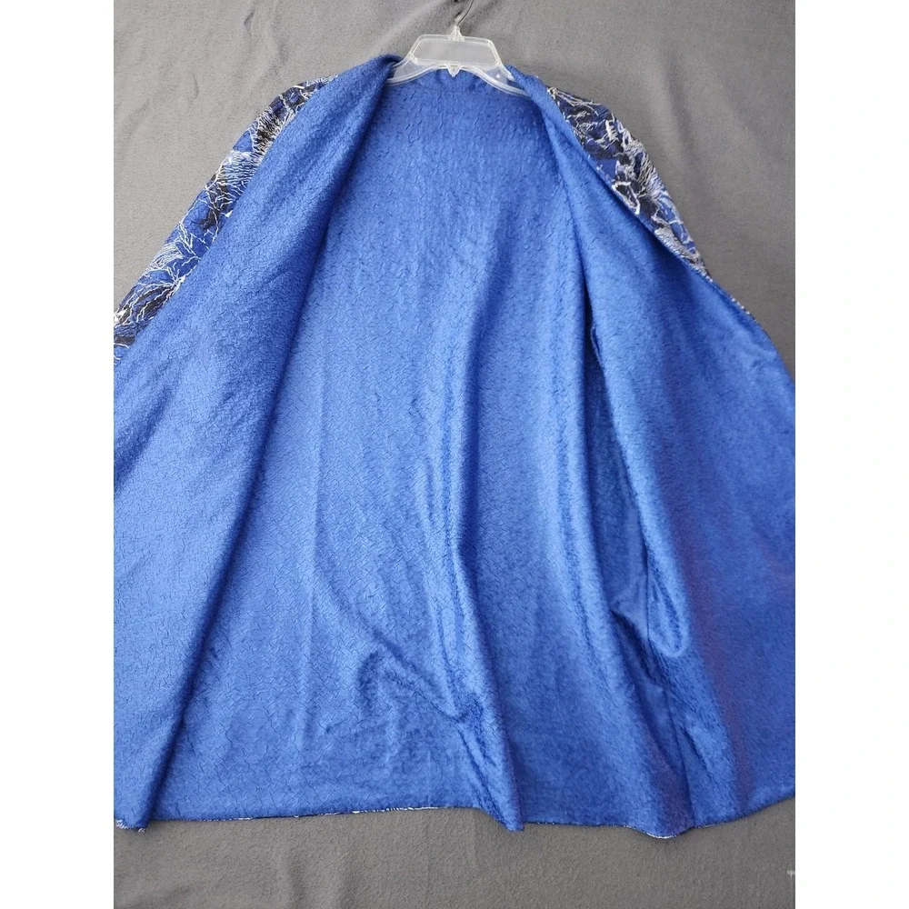 Chicos Travelers Reversible Crushed Jacket 3 XL Open Artsy‎ Lagenlook Blue Bell